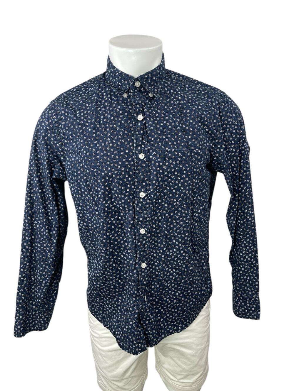 J.Crew Flex Men's Blue Floral Slim Untucked Long Sleeve Button Down Shirt Top M